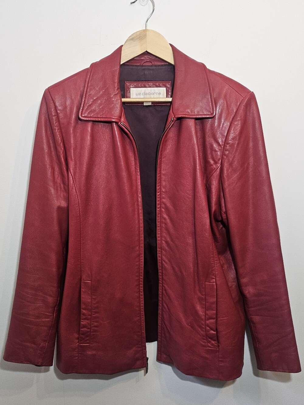 Liz Clairborne Red Genuine Leather Jacket Large
